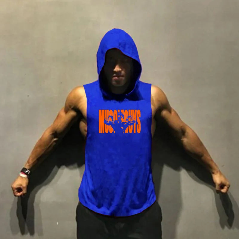 New Summer Muscle Fitness Stringer Hoodies Muscle Shirt Bodybuilding Clothing Gym Tank Top Mens  Sleeveless shirts